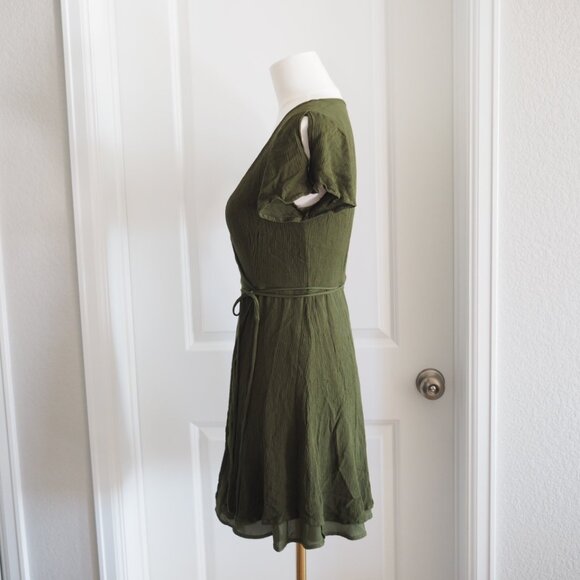 Fairycore Lulu's Harbor Point Olive Green Wrap Dress Elf Cosplay Sz Small - Picture 8 of 10